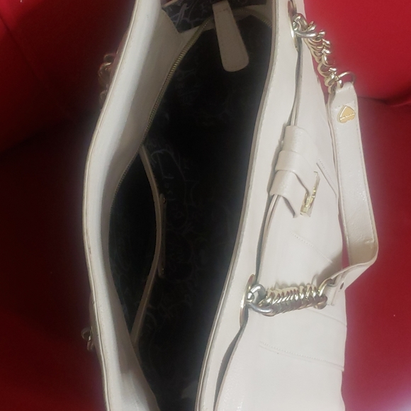 Betsey Johnson Nude Handbag w/ gold chain accent handles - Picture 3 of 4